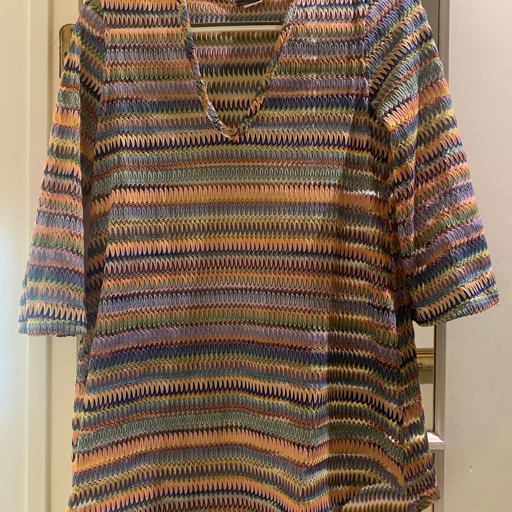 Multi colored beach cover up.